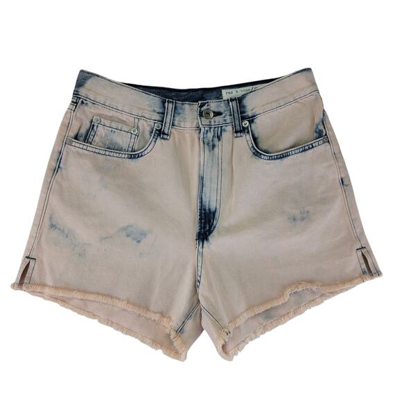 Rag & Bone Justine High Rise Jean Shorts Cutoffs Bleach Blush Rigid Women's 27 - Picture 1 of 5